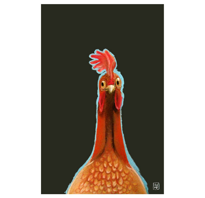 Cluckers, pastel drawing, Anne Pennypacker